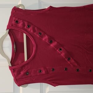 Metamorphoza Maroon Sleeveless Long Tank with rivets